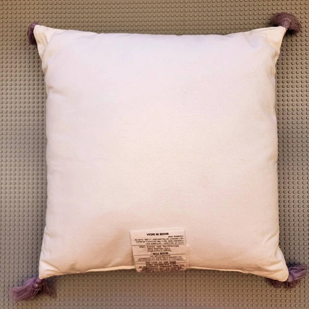Spritz LOVE Valentine Throw Pillow Decor Tassels Square Patchwork Cottagecore